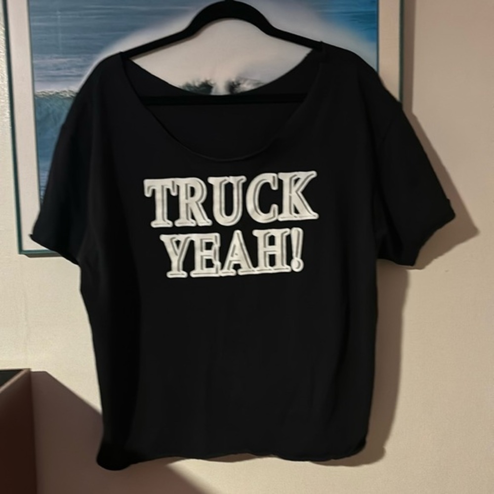 Crop wide neck oversized tee Truck Yeah